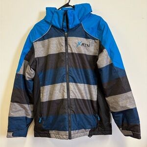 Xmtn Winter Snow Jacket Striped Blue and Gray Boys Size XL/18 Ski